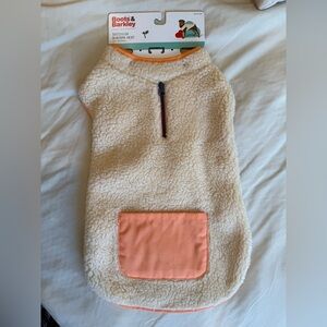 Boots & Barkley Cream Sherpa Dog Vest with Orange Pocket
